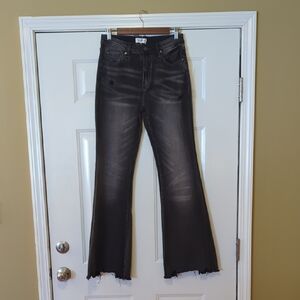 Special A Black Flare Jeans Raw Hem-!Size 13- Y2K High Rise Bell Bottom
